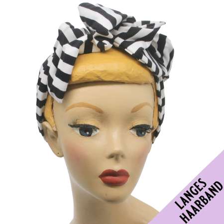 Black white turban hair band with wire